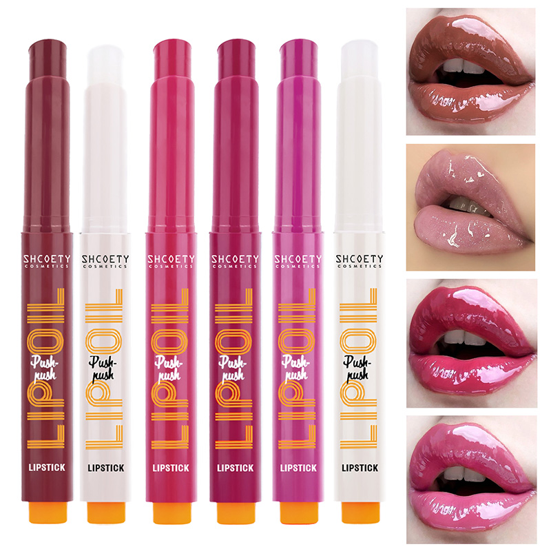 Non-Sticky Shining Mirror Click Press Lipstick Lip Oil